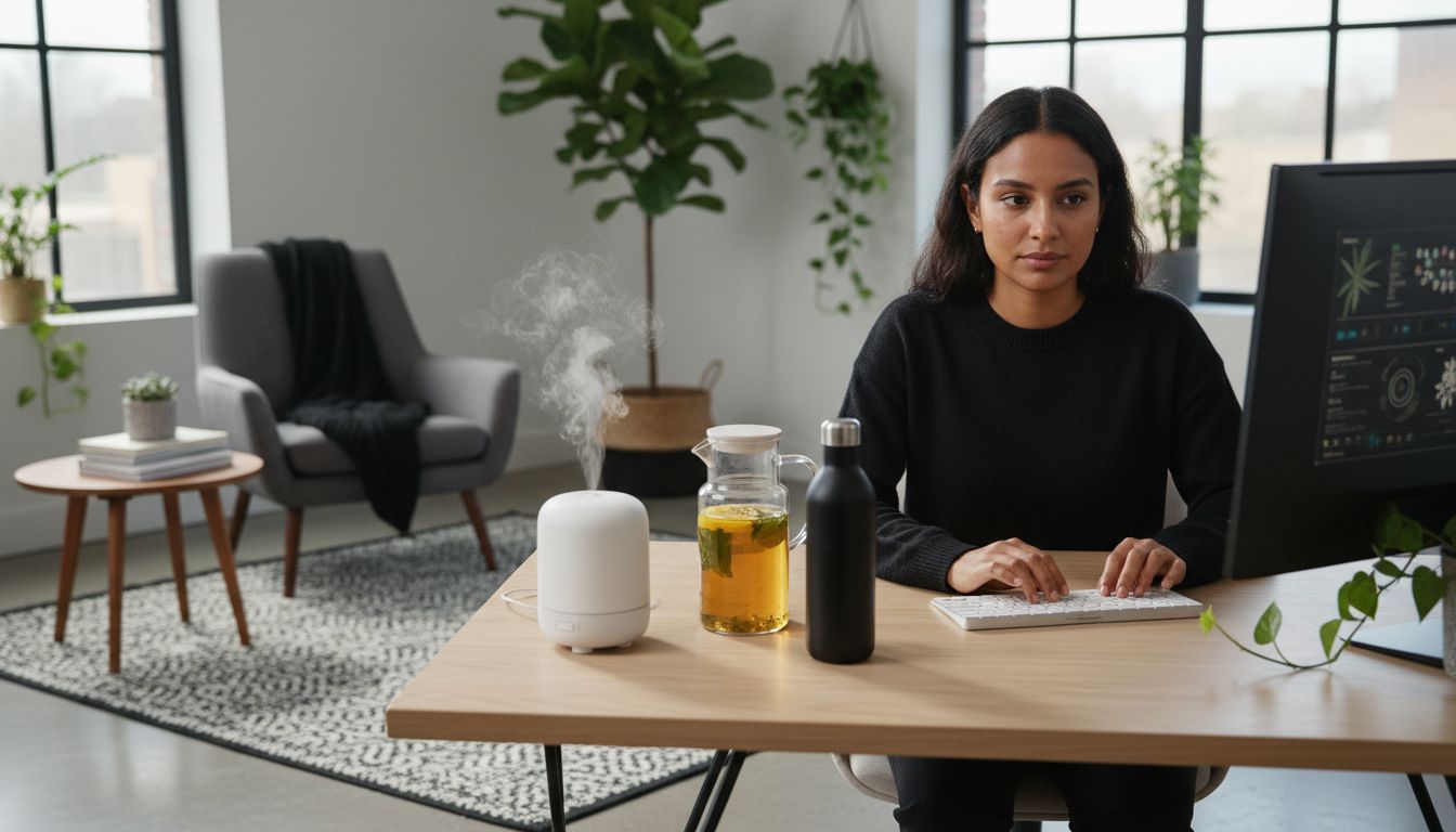 rustige kantoorruimte natuurlijke elementen