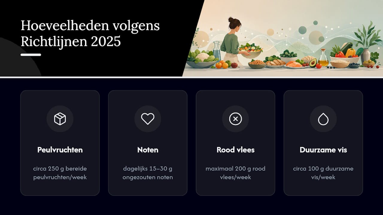 Overzicht van voedingsadviezen voor een week