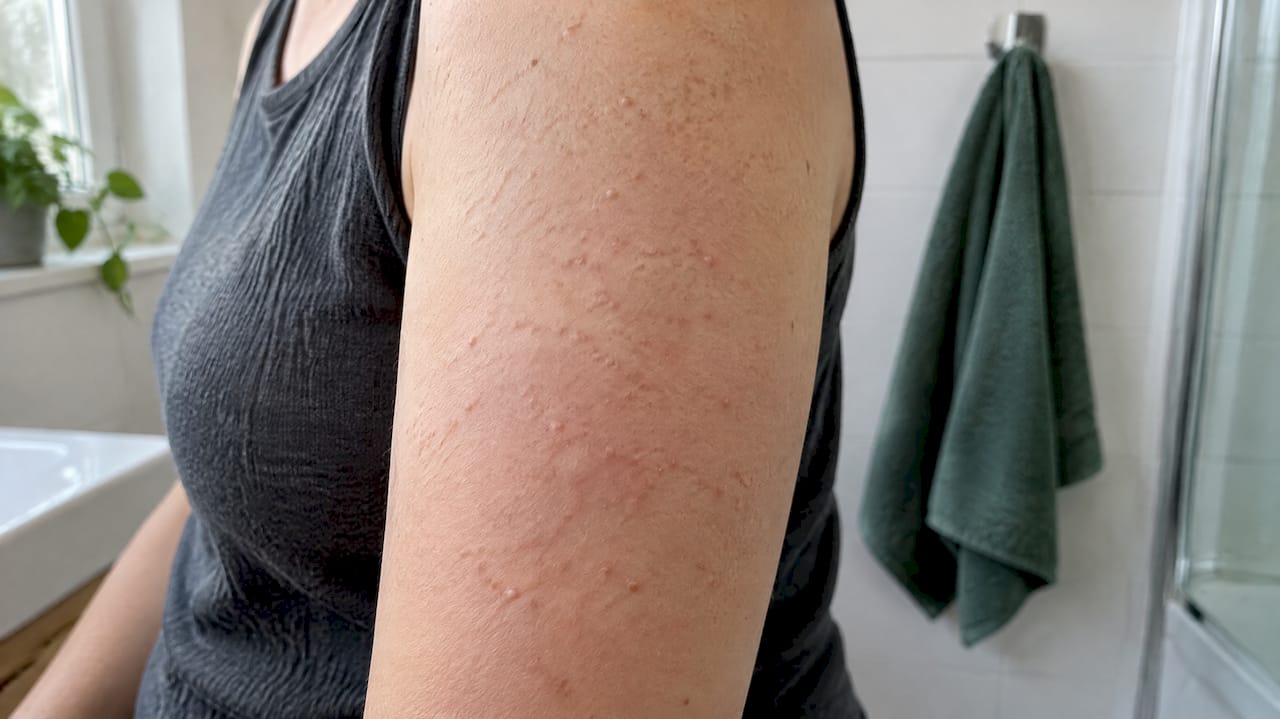Ruwe bultjes op de bovenarm door haarzakjes